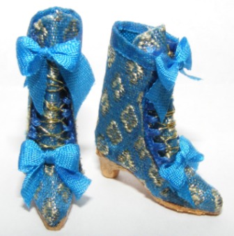 LIGHT BLUE & GOLD SILK BROCADE BOOTS (image for) LIGHT BLUE & GOLD SILK BROCADE BOOTS