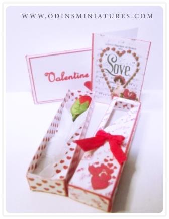 DOLLS HOUSE BOXED VALENTINES ROSE & CARD (image for) DOLLS HOUSE BOXED VALENTINES ROSE & CARD
